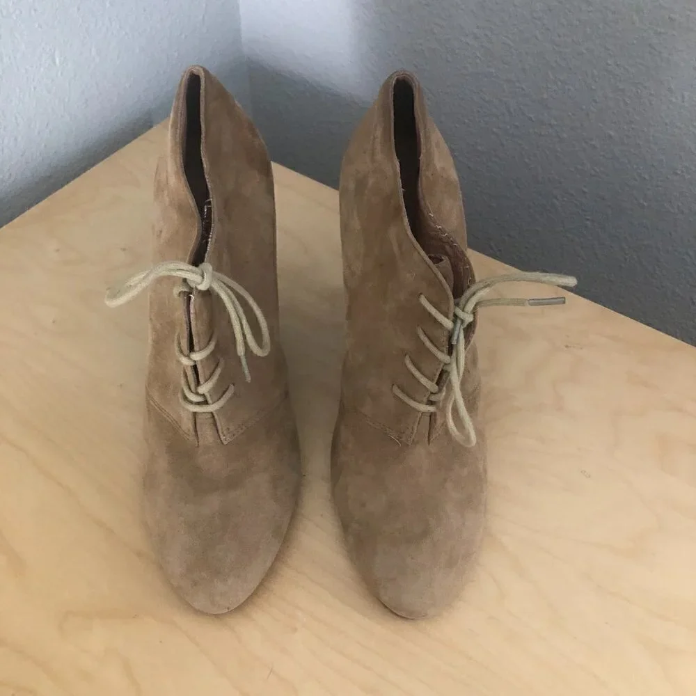 Aldo Suede Leather Wedge Bootie Women's EUR 40 US 9-9.5 Tan Chunky Sole NEW